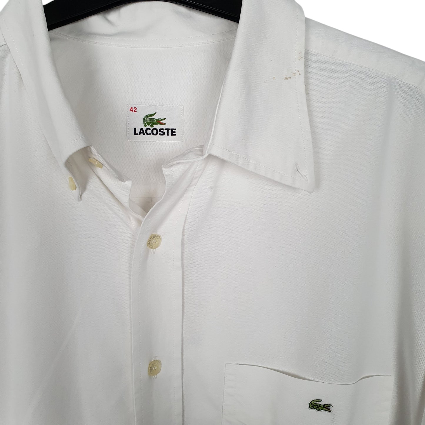 Mens White Lacoste  Long Sleeve Shirt