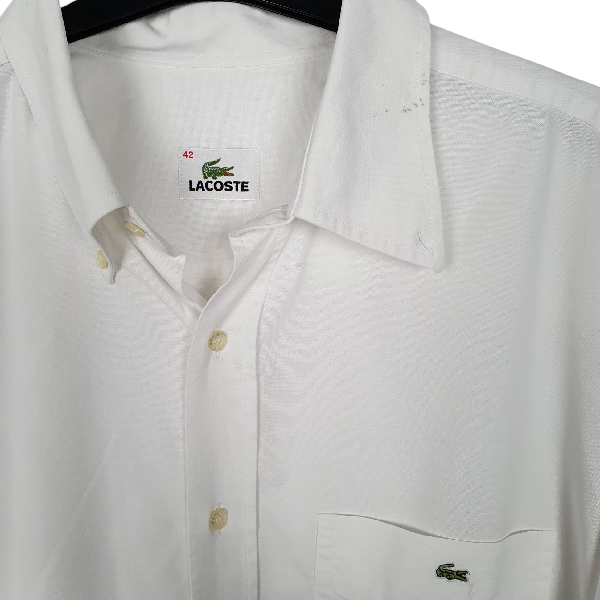 Mens White Lacoste  Long Sleeve Shirt