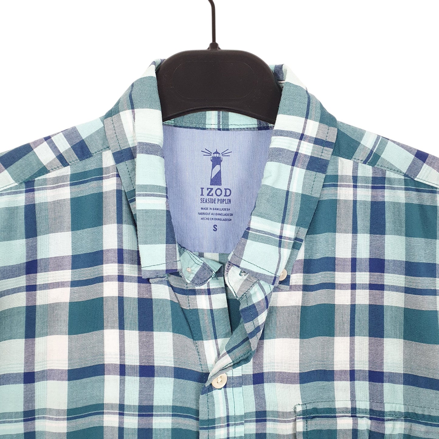 Mens Green Izod Seaside Poplin Short Sleeve Shirt