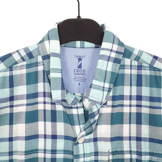 Mens Green Izod Seaside Poplin Short Sleeve Shirt