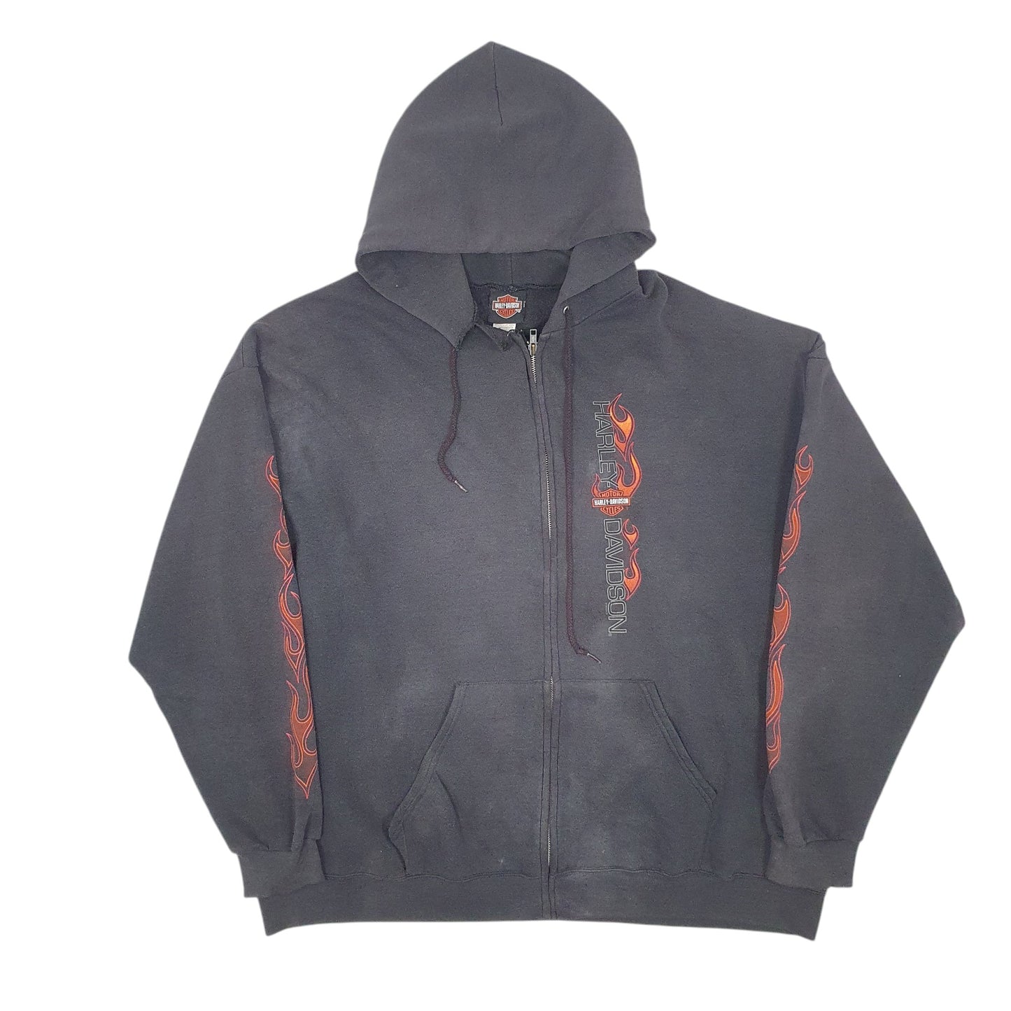 Mens Grey Harley Davidson Vintage Full Zip Jumper