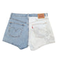 Womens Blue Levis 501 Jorts Hot Pants Two Tone Custom Denim Shorts