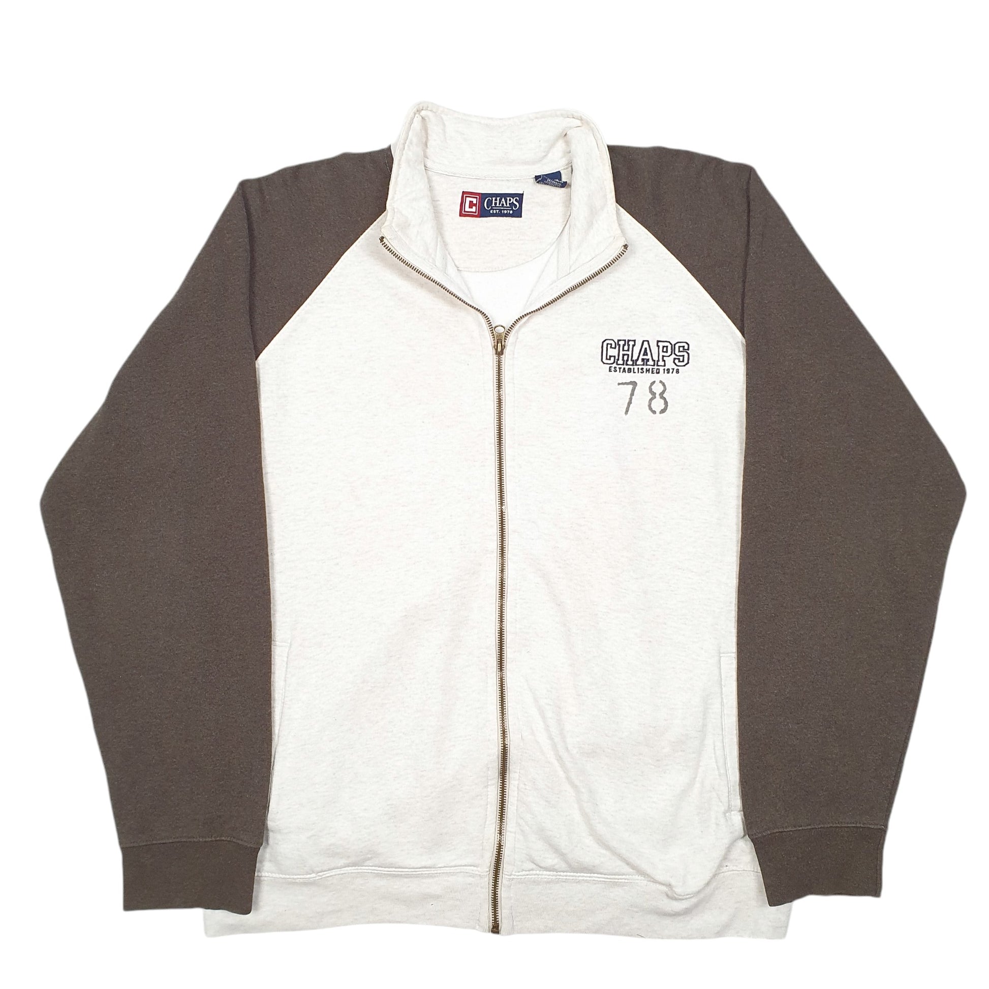 Mens Cream Chaps Raglan Sweater Full Zip Jumper