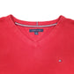 Mens Red Tommy Hilfiger Knit V Neck Jumper