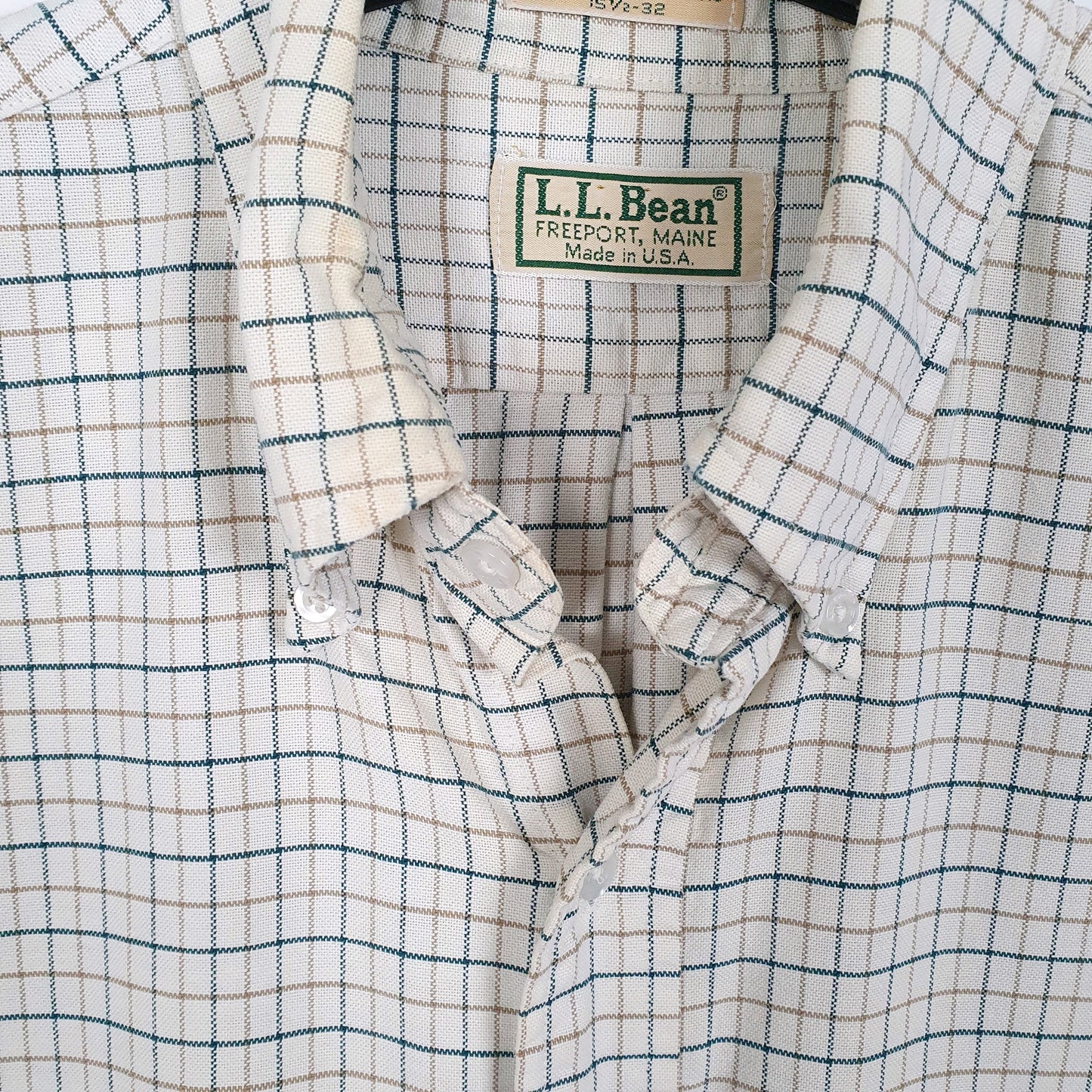 Mens Cream L.L.Bean Vintage Made In USA Long Sleeve Shirt