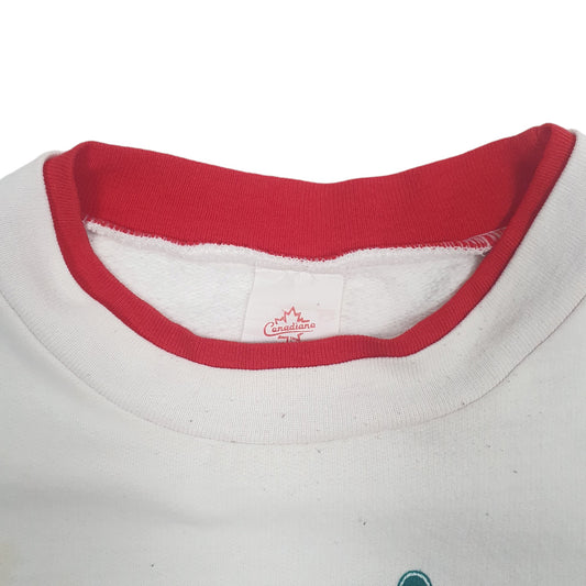 Mens White Canadiana Vintage 1990s Crewneck Jumper