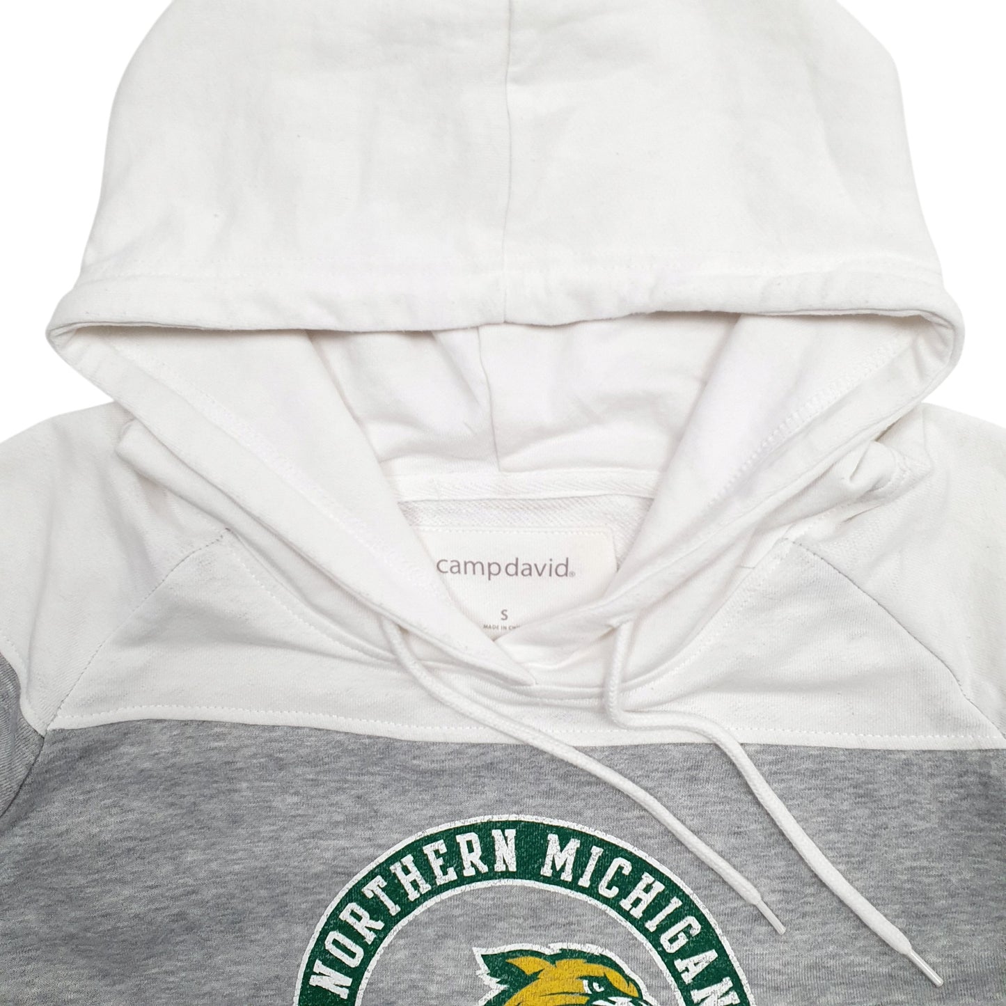 Womens Grey Campdavid Northern Michigan University Spellout Hoodie Jumper
