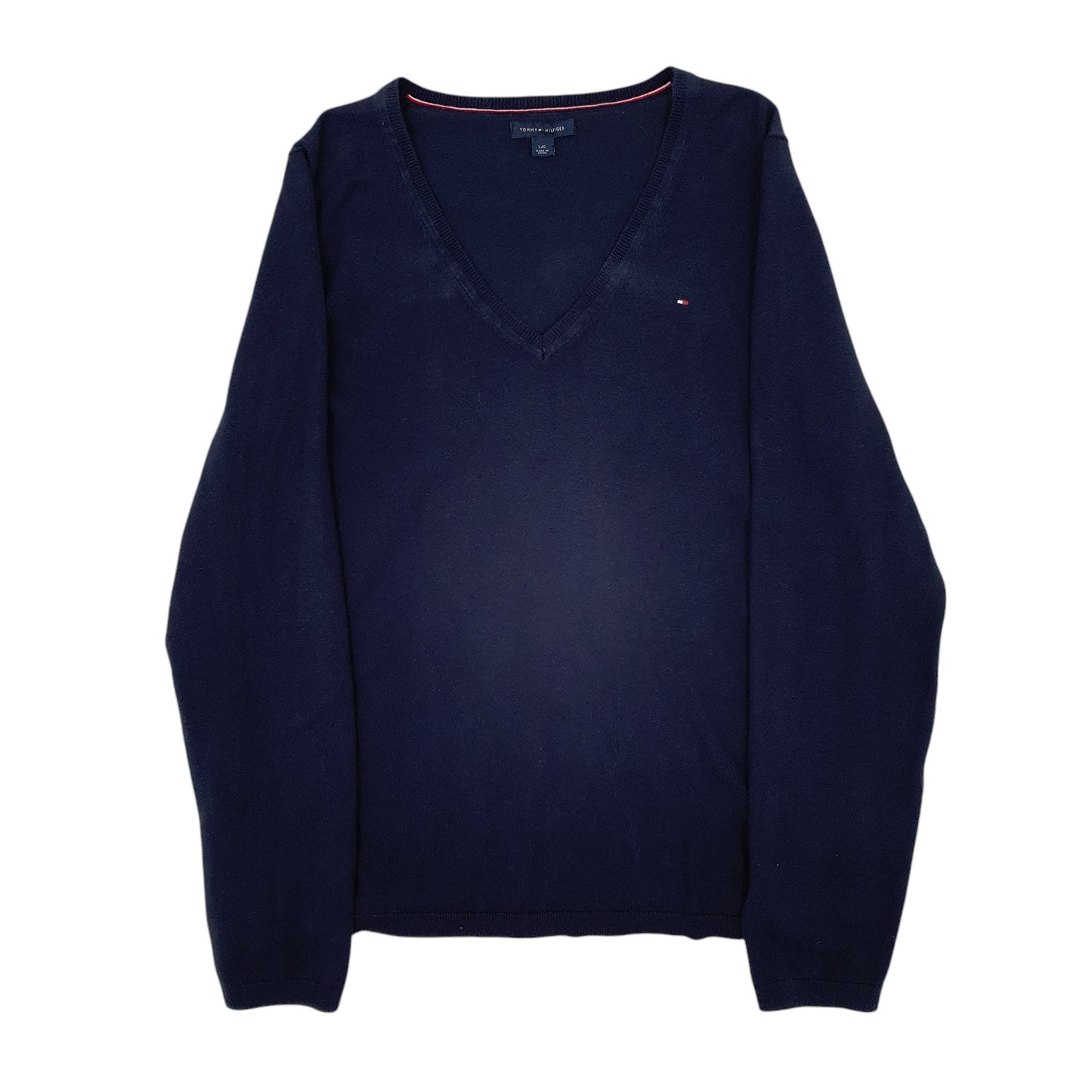 Womens Navy Tommy Hilfiger  V Neck Jumper