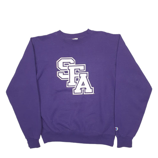 Mens Purple Champion USA College Crewneck Jumper