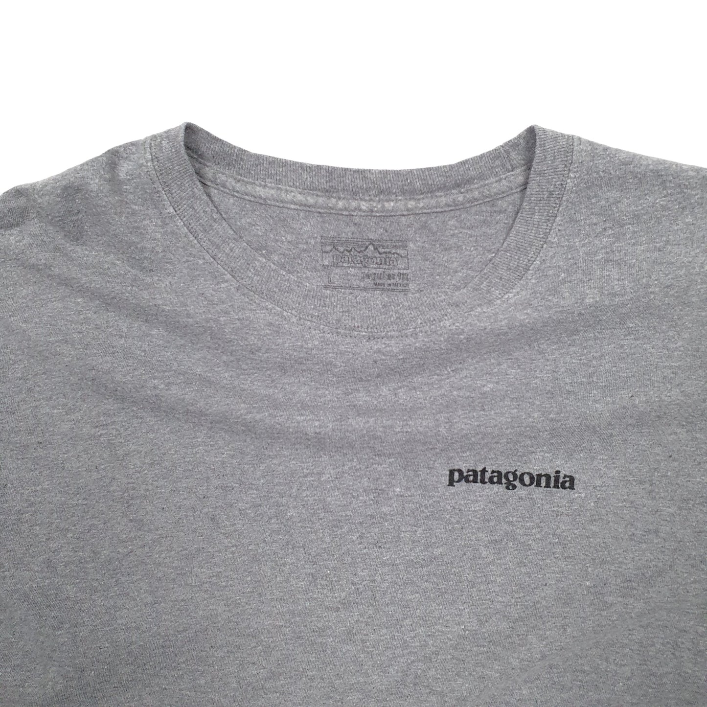 Mens Grey Patagonia Spellout Long Sleeve T Shirt