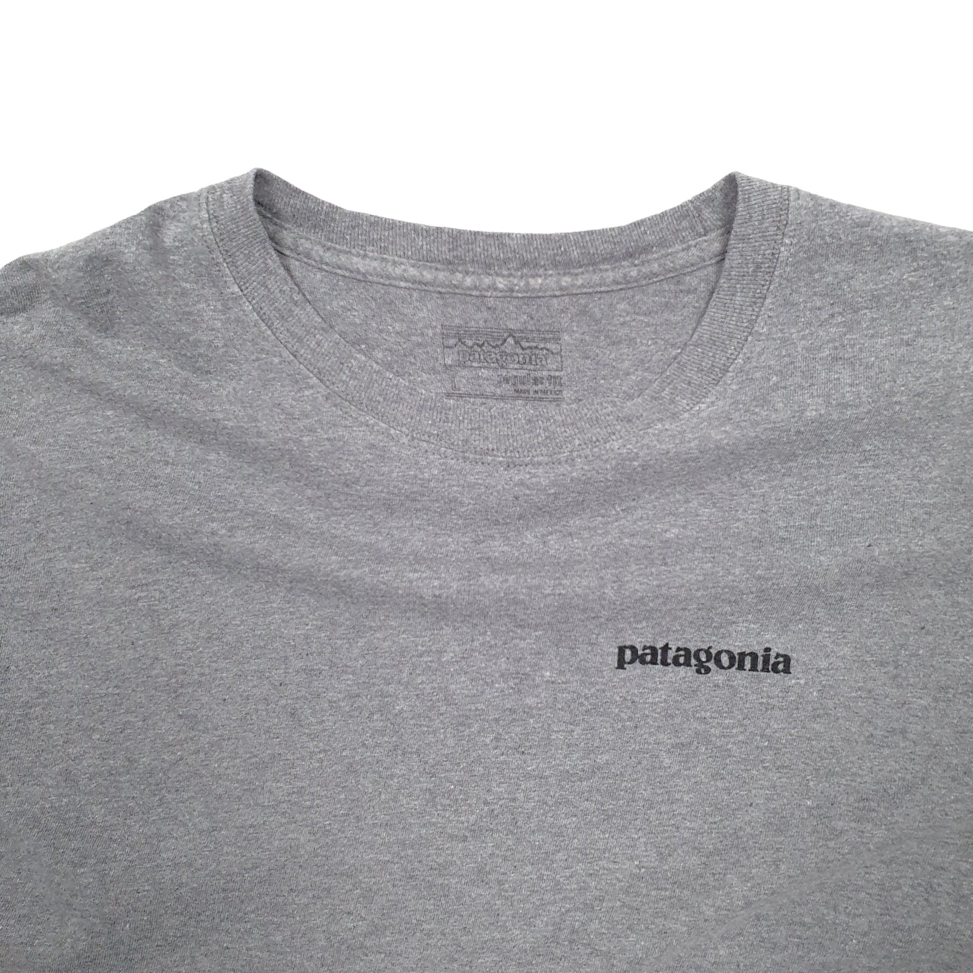 Mens Grey Patagonia Spellout Long Sleeve T Shirt