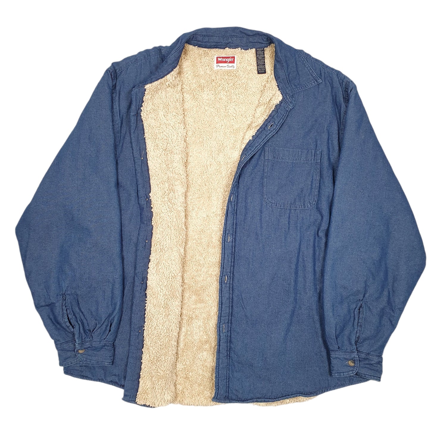 Mens Blue Wrangler Overshirt Shacket Fleece Lined Denim  Coat