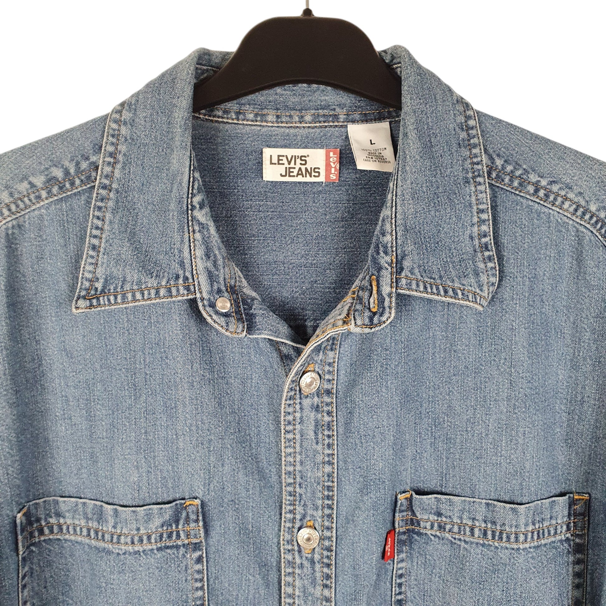 Mens Blue Levis Denim Jeans Overshirt Shacket Long Sleeve Shirt
