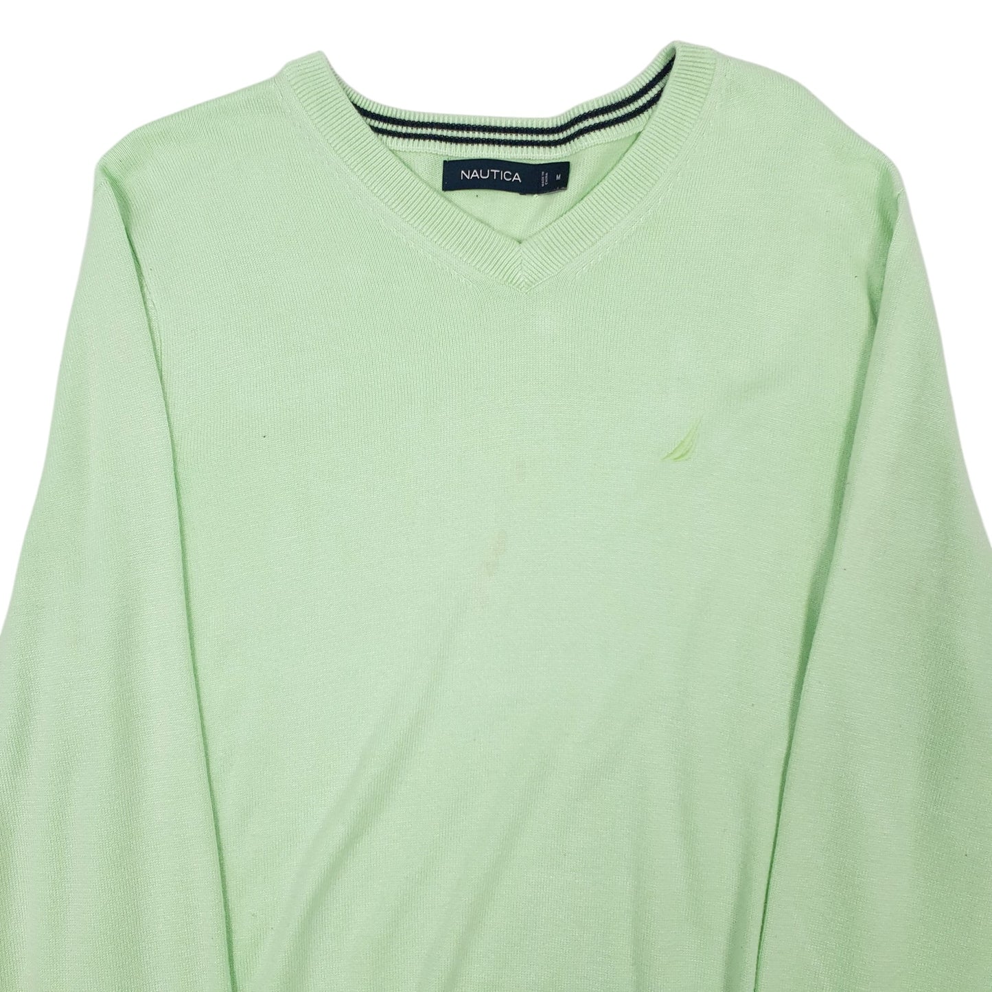 Mens Green Nautica Knitwear V Neck Jumper