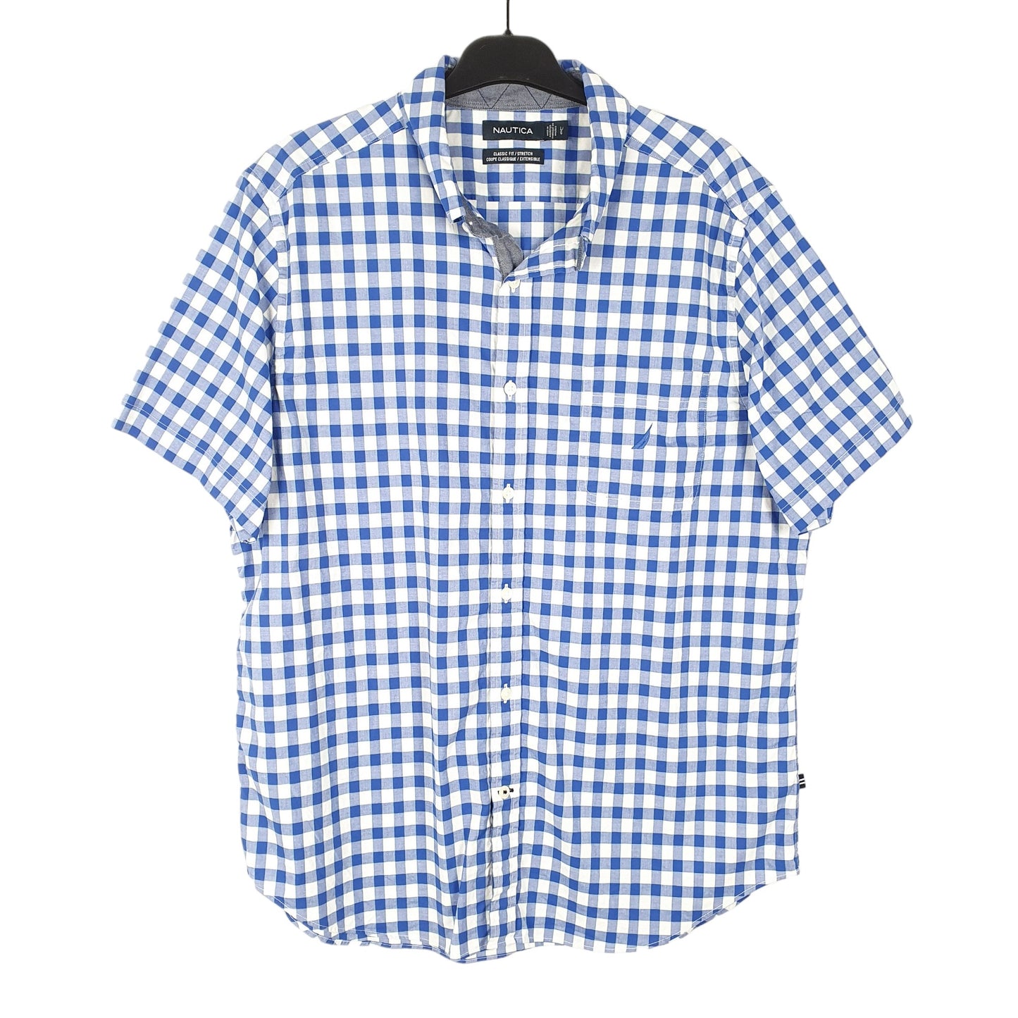 Mens Blue Nautica Stretch Short Sleeve Shirt