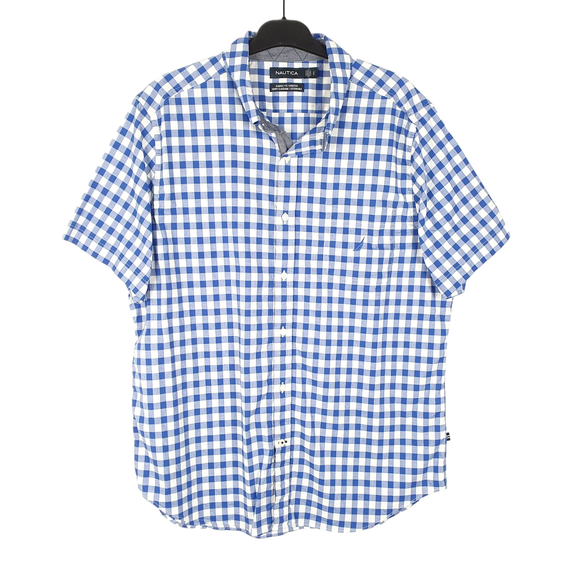 Mens Blue Nautica Stretch Short Sleeve Shirt