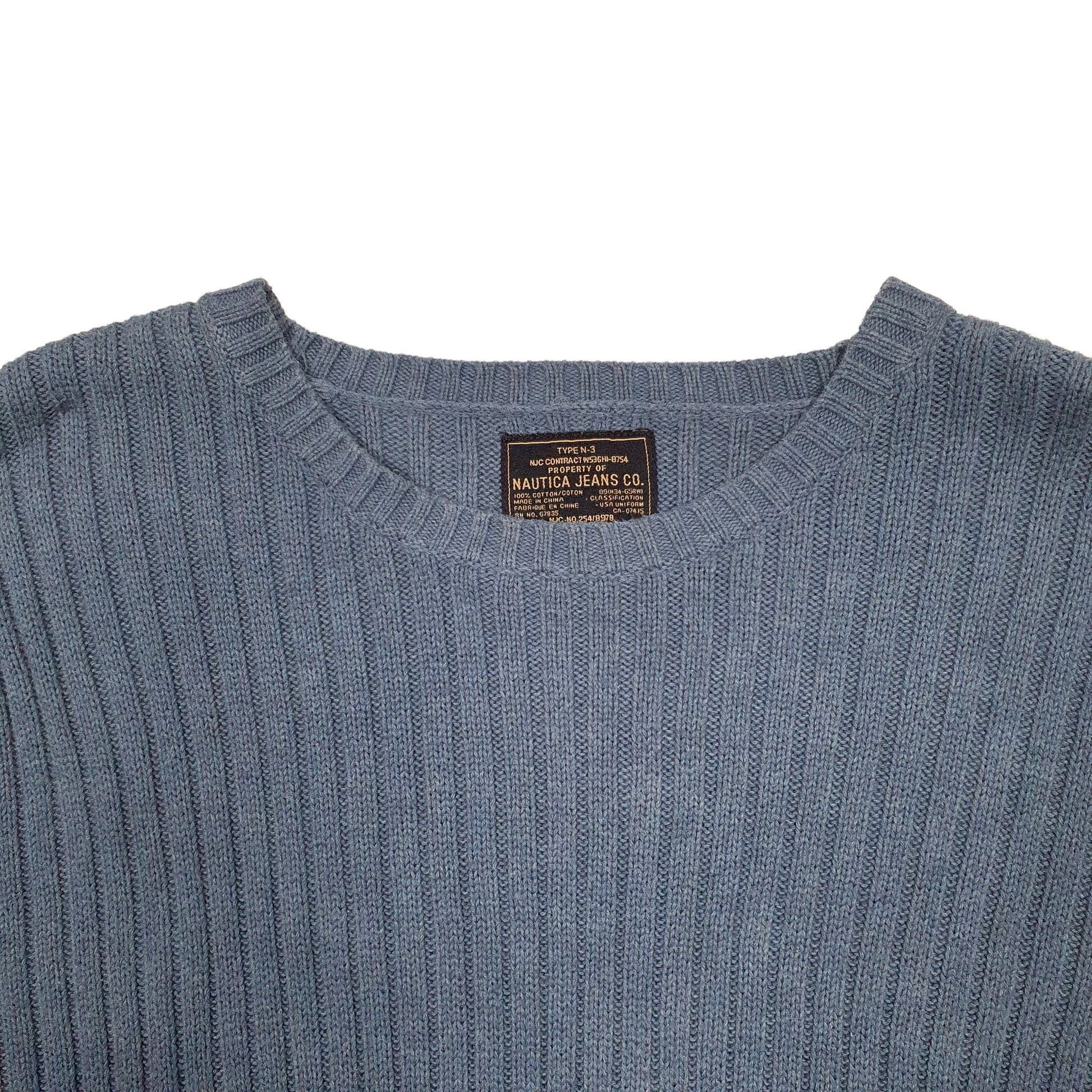 Mens Blue Nautica Knit Crewneck Jumper