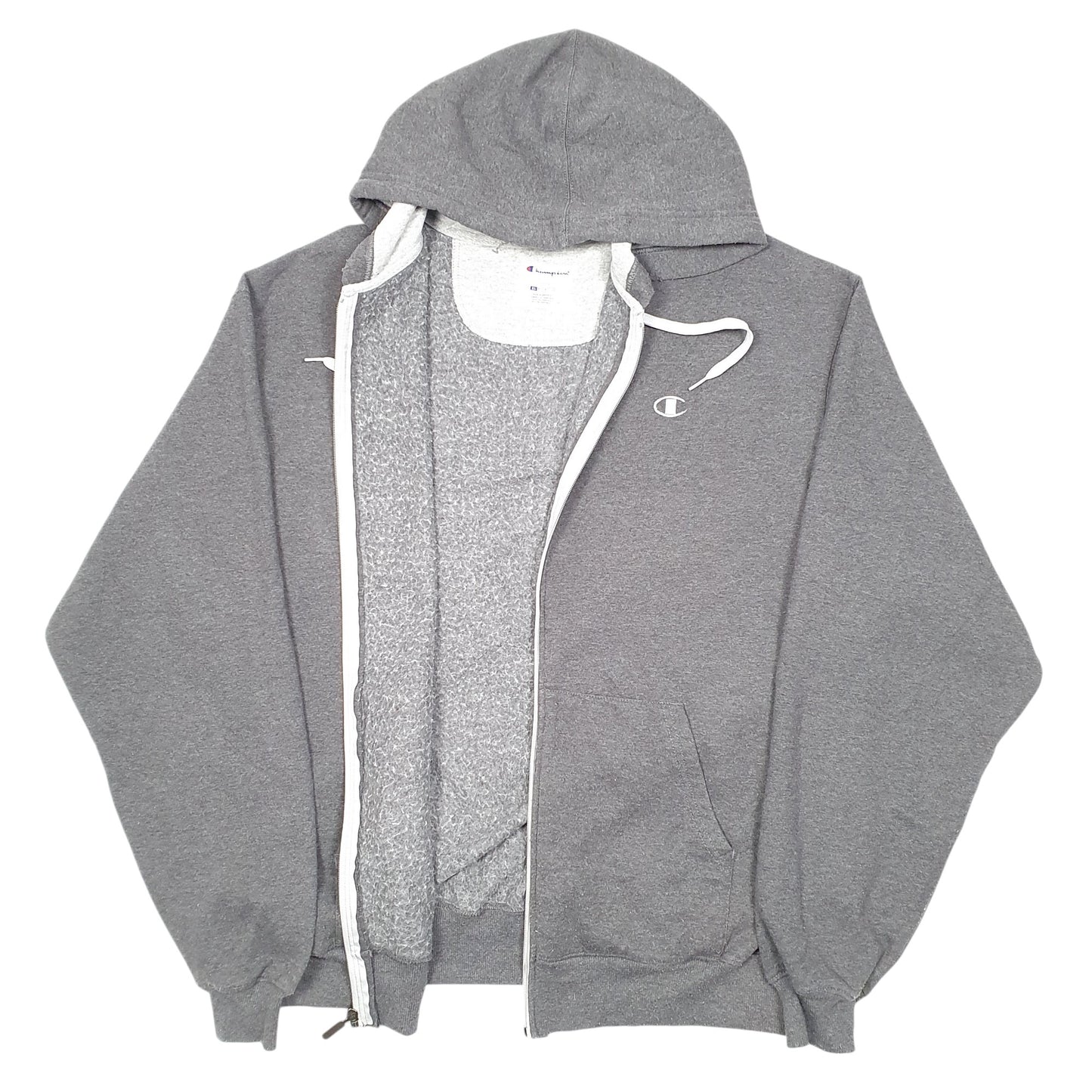 Mens Grey Champion Hoodie Full Zip Jumper