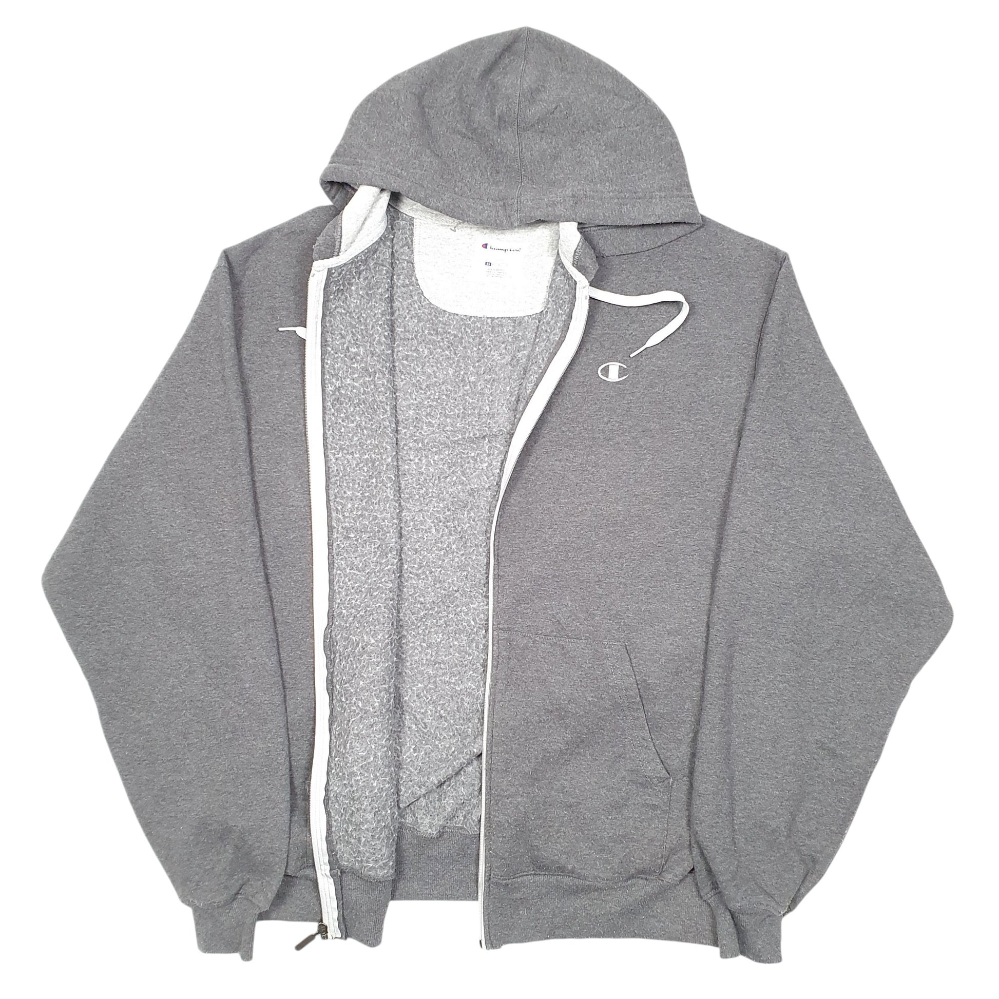 Mens Grey Champion Hoodie Full Zip Jumper