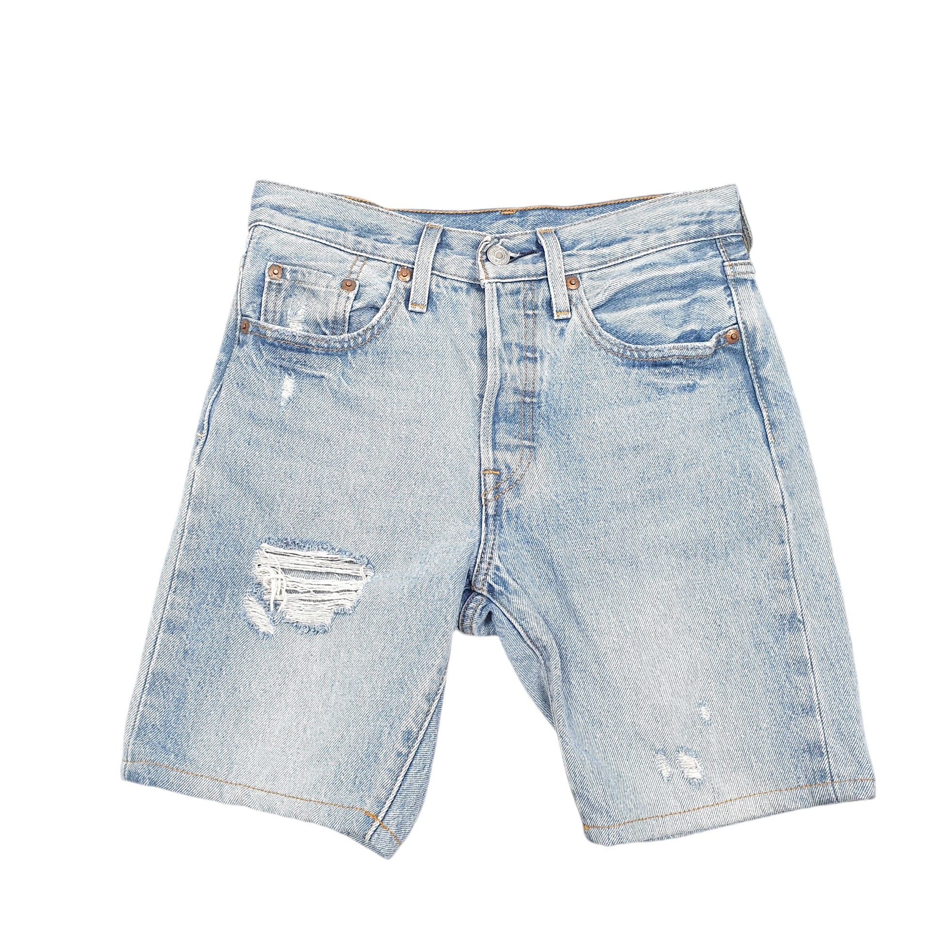 Womens Blue Levis 501 Jorts Distressed Denim Shorts