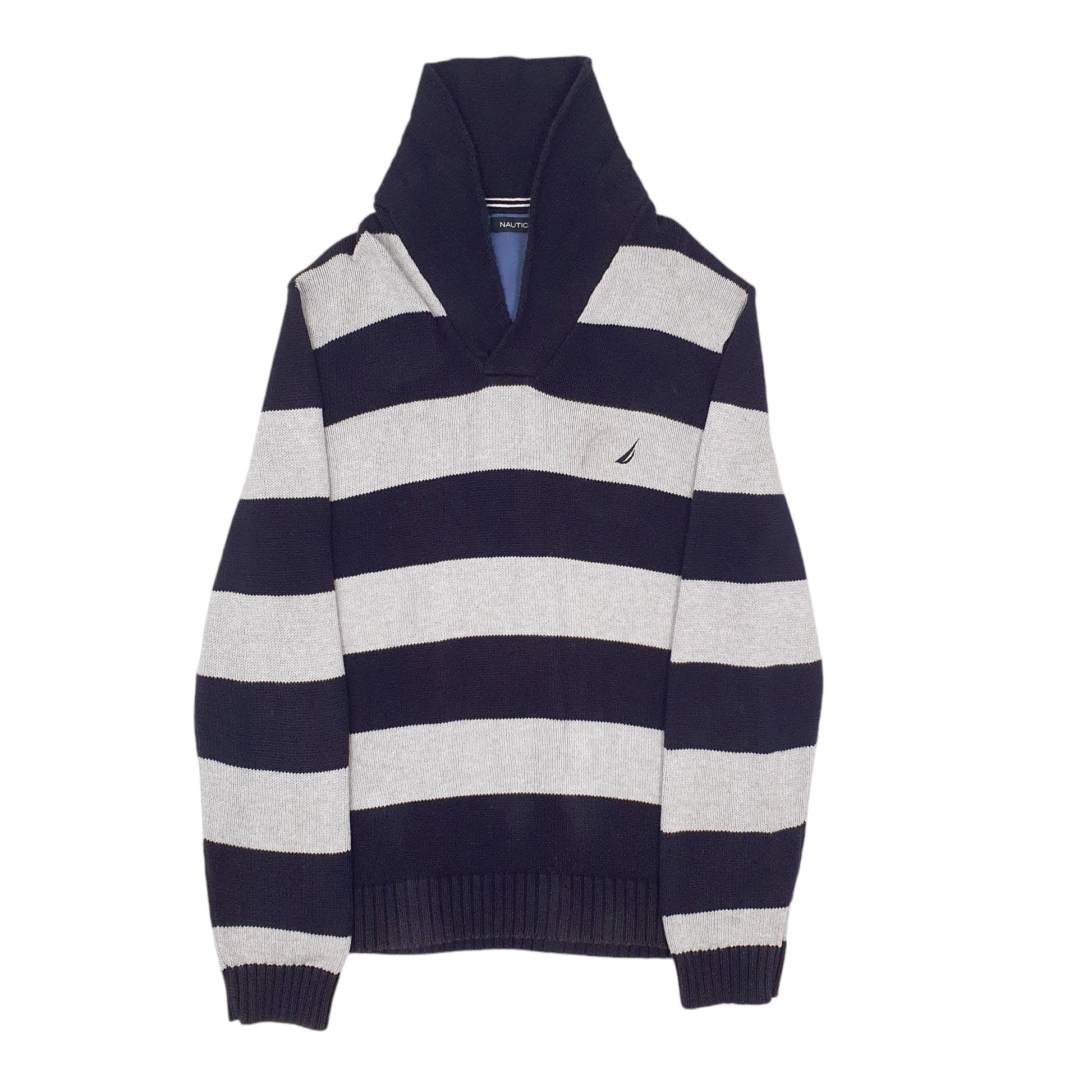 Mens Grey Nautica Knitwear Shoal Neck Jumper