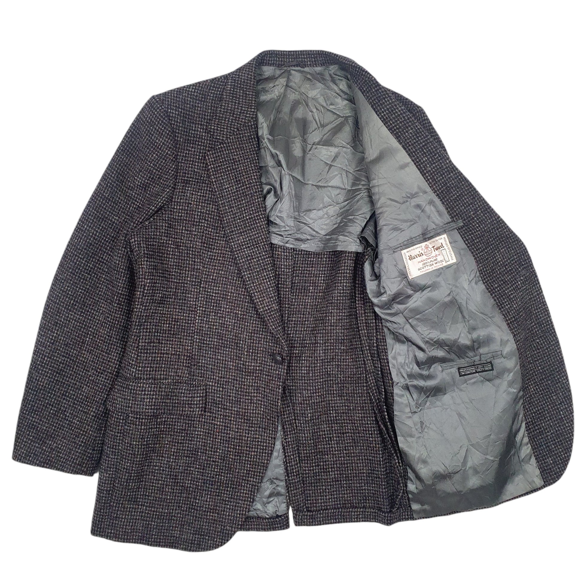 Mens Grey Harris Tweed Tailored In USA Vintage Scottish Wool  Coat