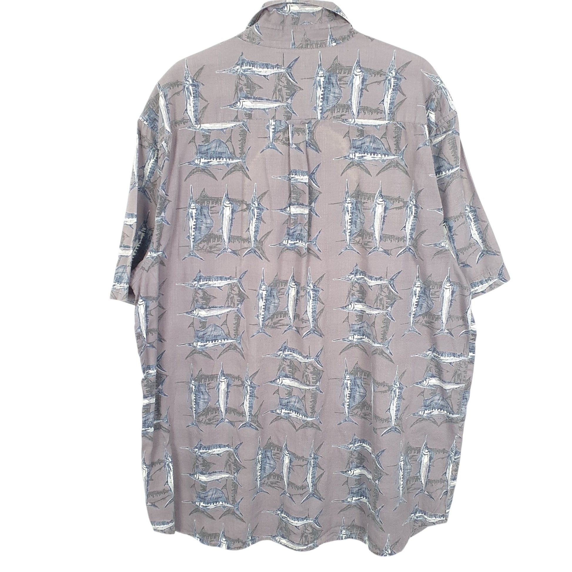 Mens Grey Columbia Sportswear Fishing Marlin Swordfish Short Sleeve Shirt