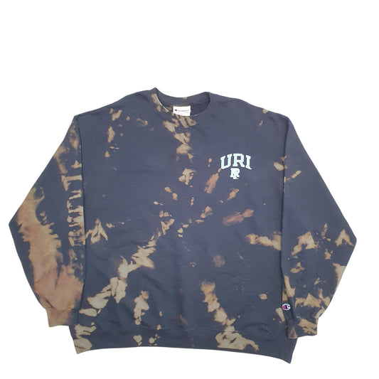 Mens Navy Champion Tye Dye URI Spellout Crewneck Jumper