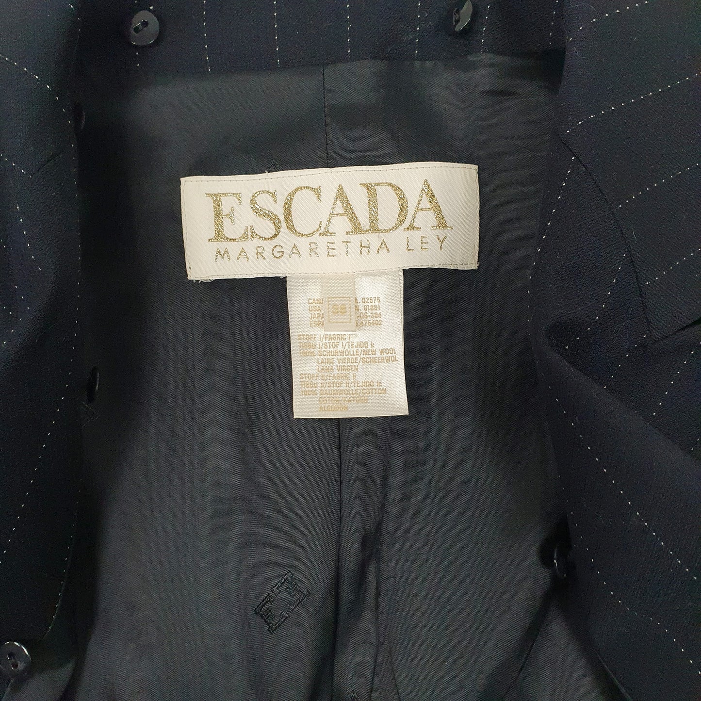 Womens Navy Escada Pinstripe Suit  Coat