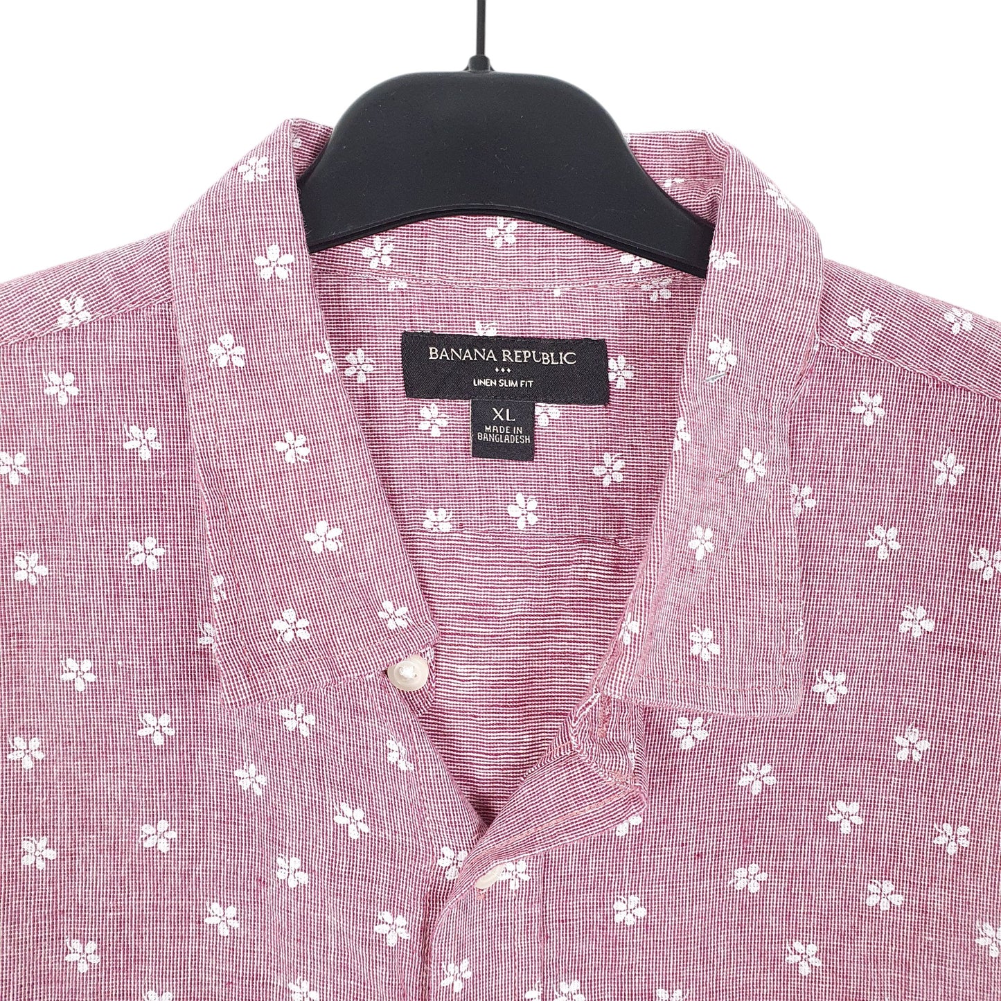 Mens Red Banana Republic Blend Floral Flowers Hawaiian Short Sleeve Shirt