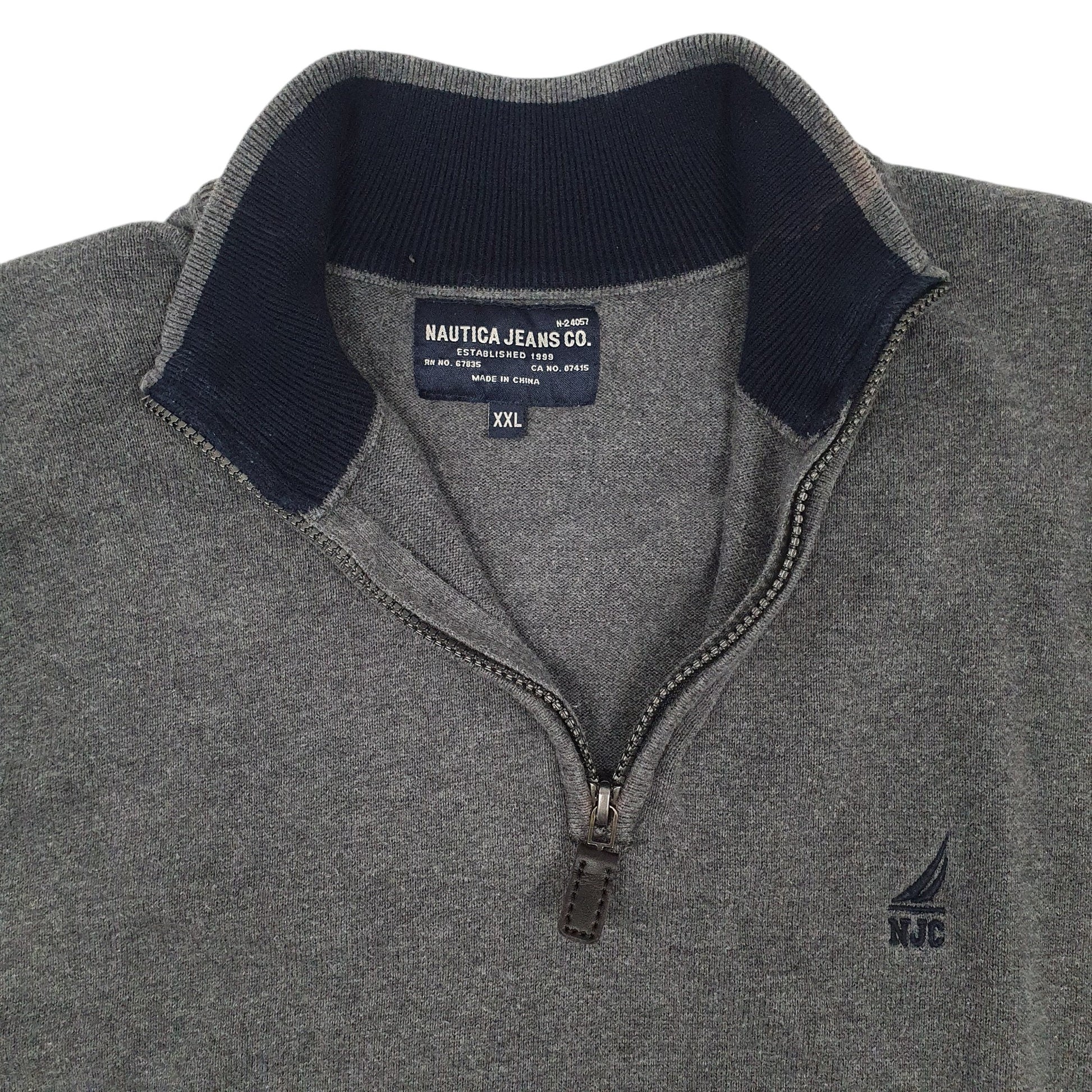 Mens Grey Nautica Knitwear Quarter Zip Jumper