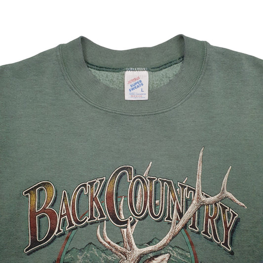 Mens Green Jerzees Deer Made In USA Crewneck Jumper