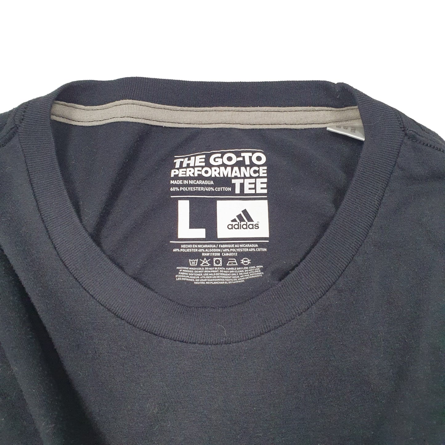 Mens Black Adidas Go To Performance Tee Spellout Climalite Short Sleeve T Shirt