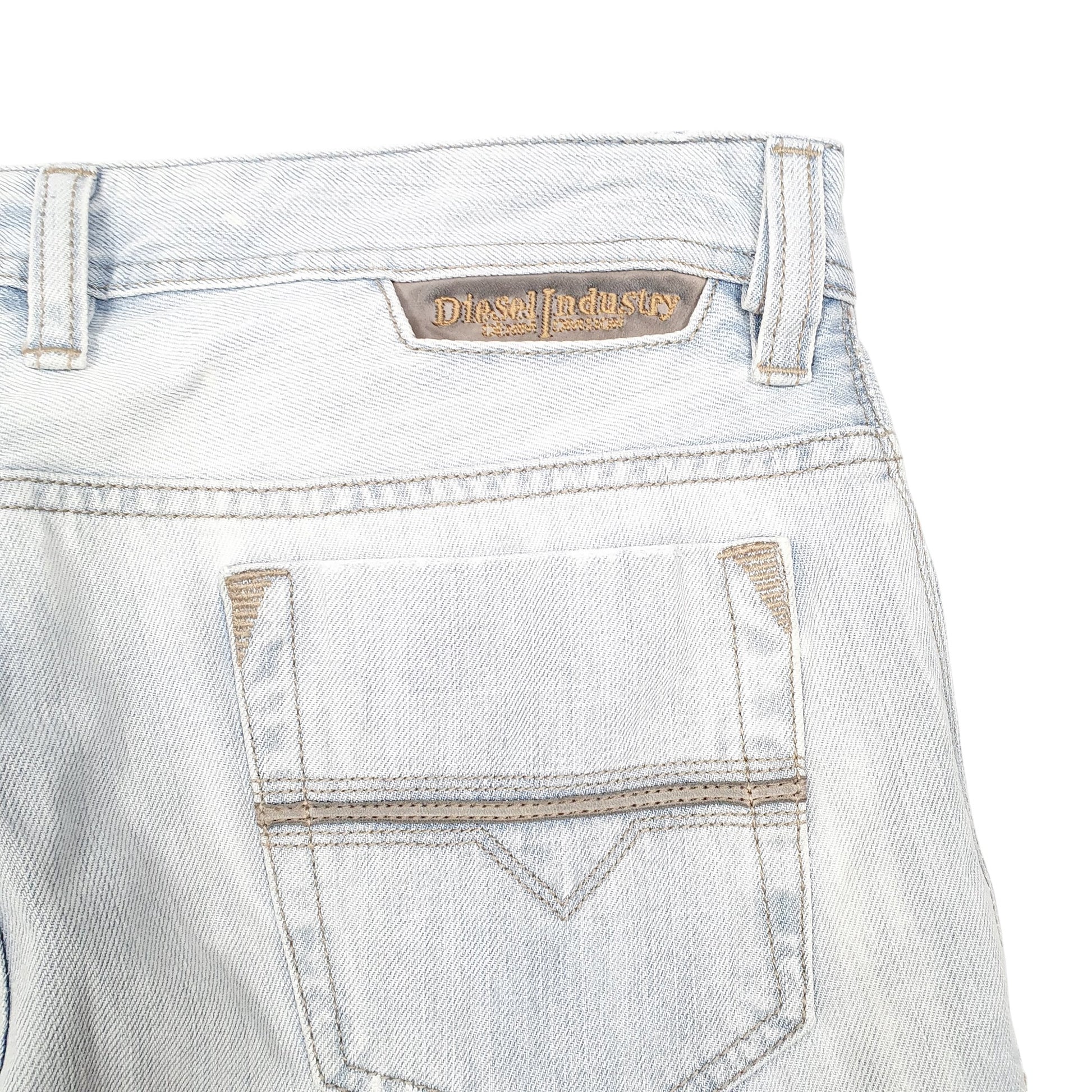 Mens Blue Diesel Slim Jorts Jean Distressed Denim Shorts