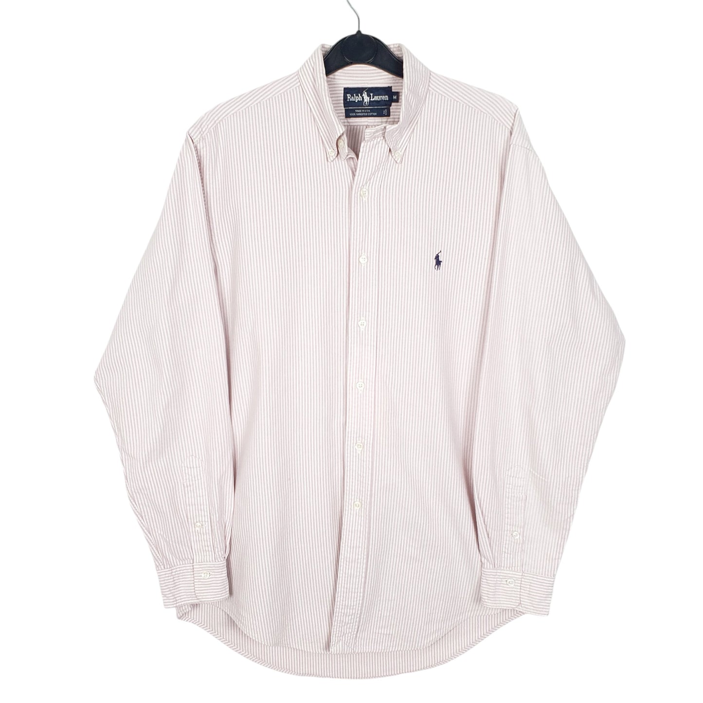 Mens Pink Ralph Lauren Vintage Oxford Made In USA Long Sleeve Shirt