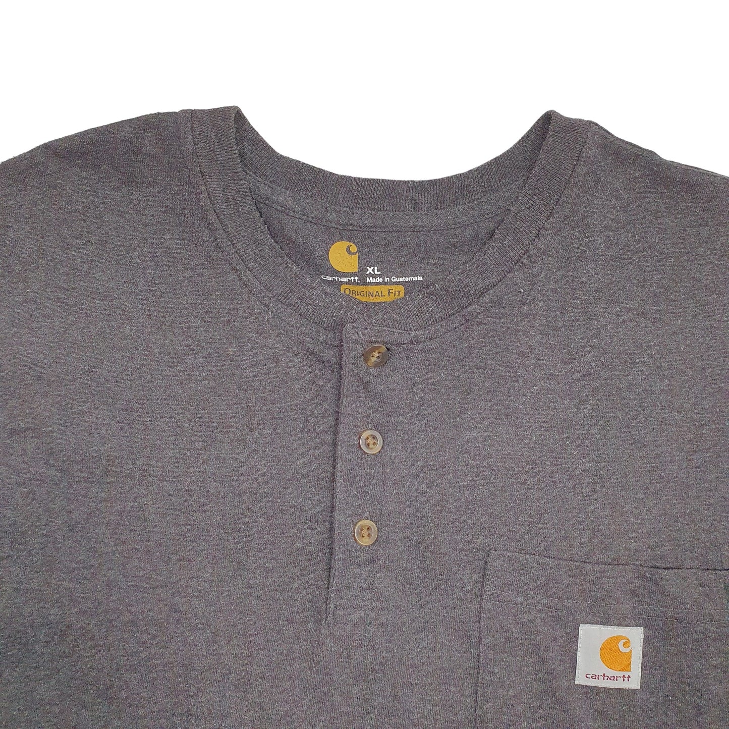 Mens Grey Carhartt Henley Short Sleeve T Shirt