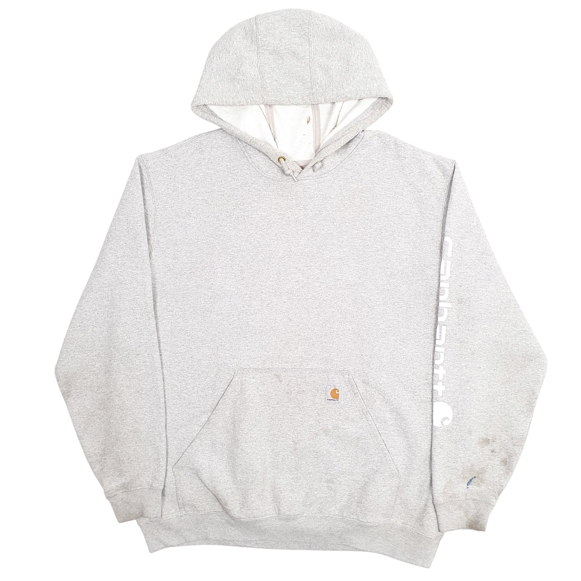 Mens Grey Carhartt Spellout Hoodie Jumper