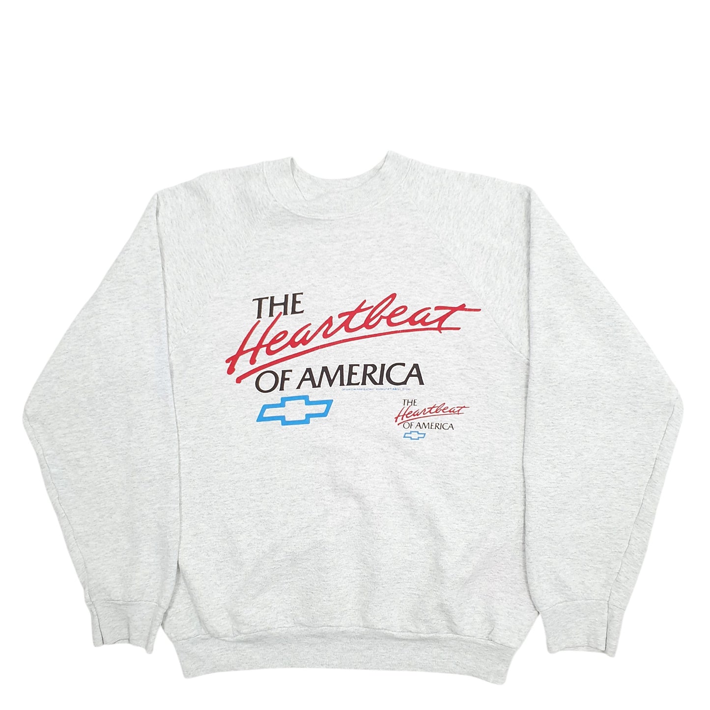 Mens Grey Fruit Of The Loom The Heartbeat Of America Spellout Crewneck Jumper