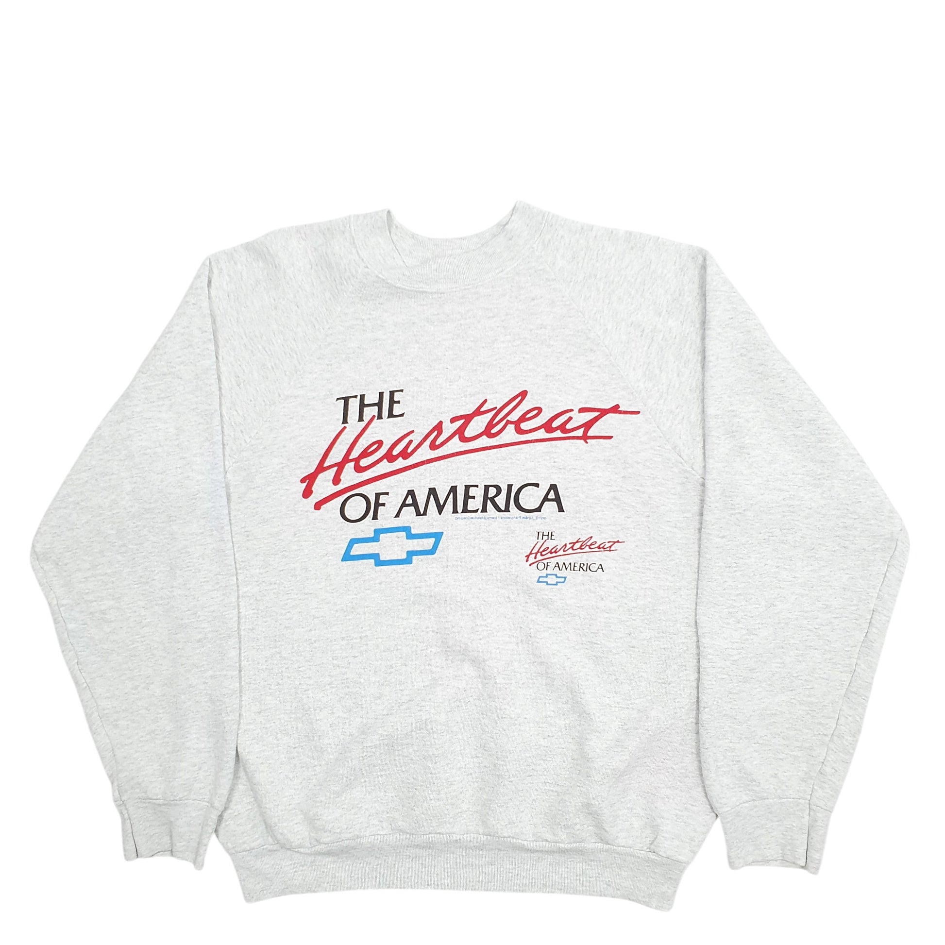 Mens Grey Fruit Of The Loom The Heartbeat Of America Spellout Crewneck Jumper