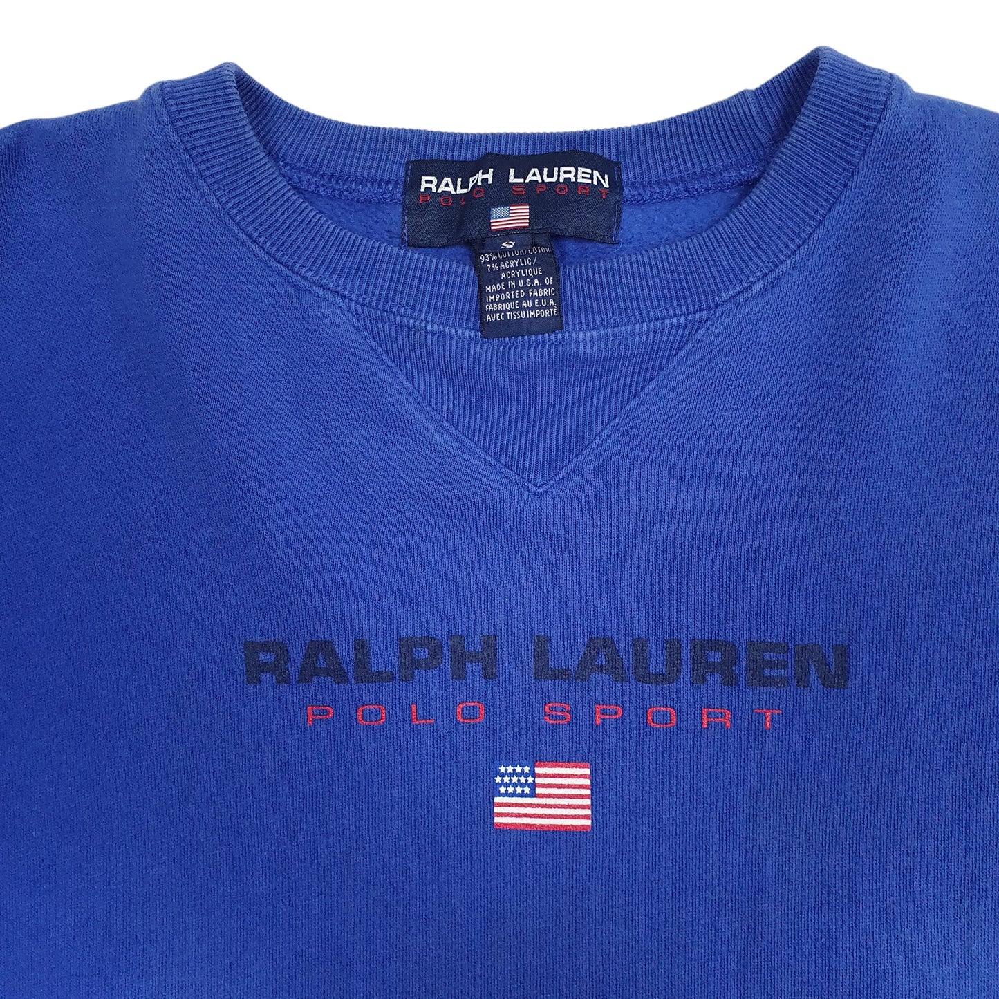 Mens Blue Ralph Lauren Polo Sport Vintage 90s Made In USA Crewneck Jumper