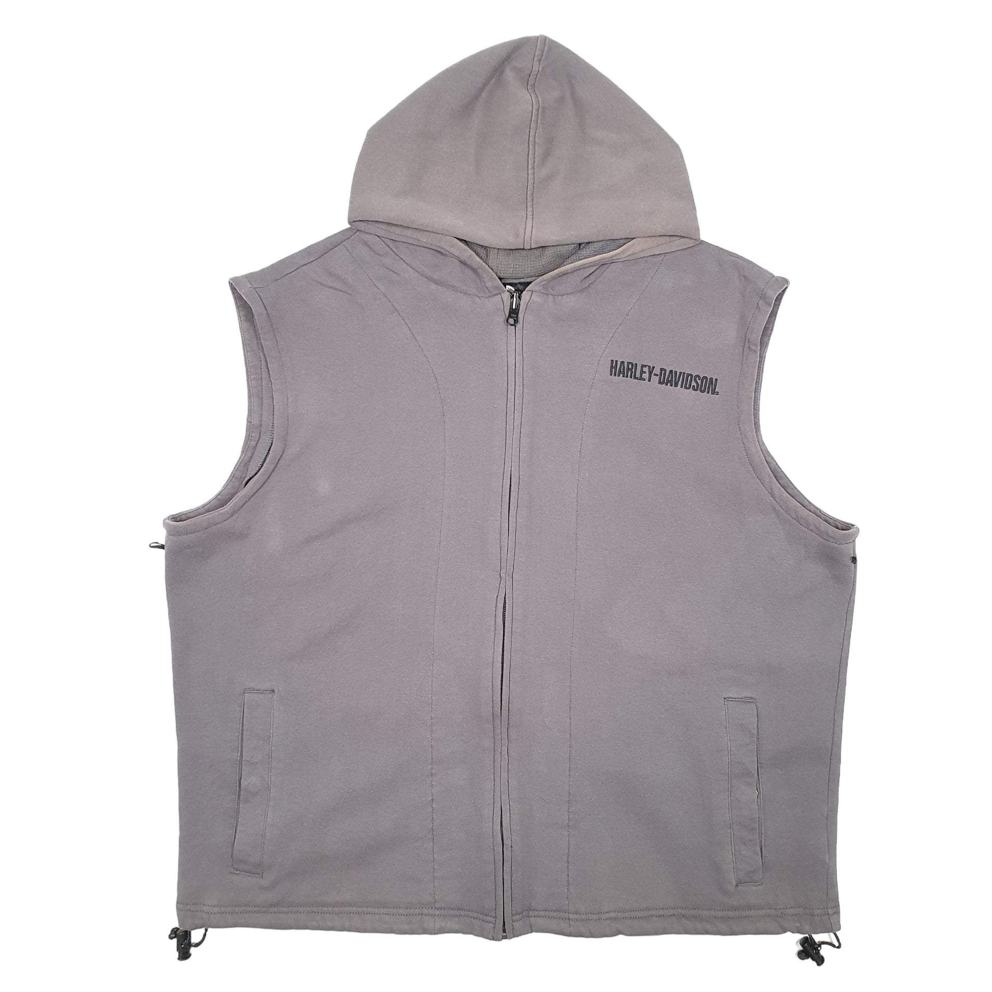 Mens Grey Harley Davidson Hooded Hoodie Biker Motorcycles Gilet Jumper