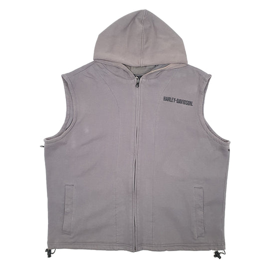 Mens Grey Harley Davidson Hooded Hoodie Biker Motorcycles Gilet Jumper