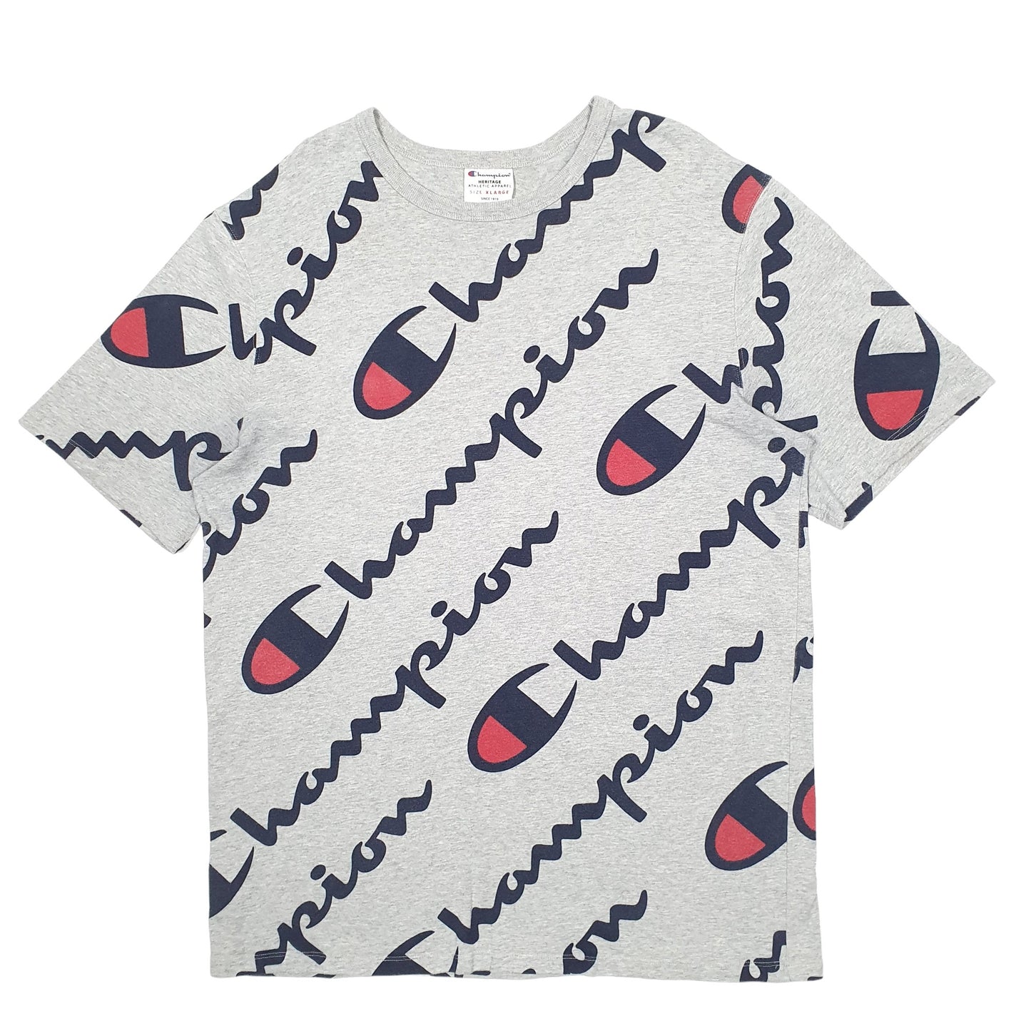 Mens Grey Champion Spellout Short Sleeve T Shirt