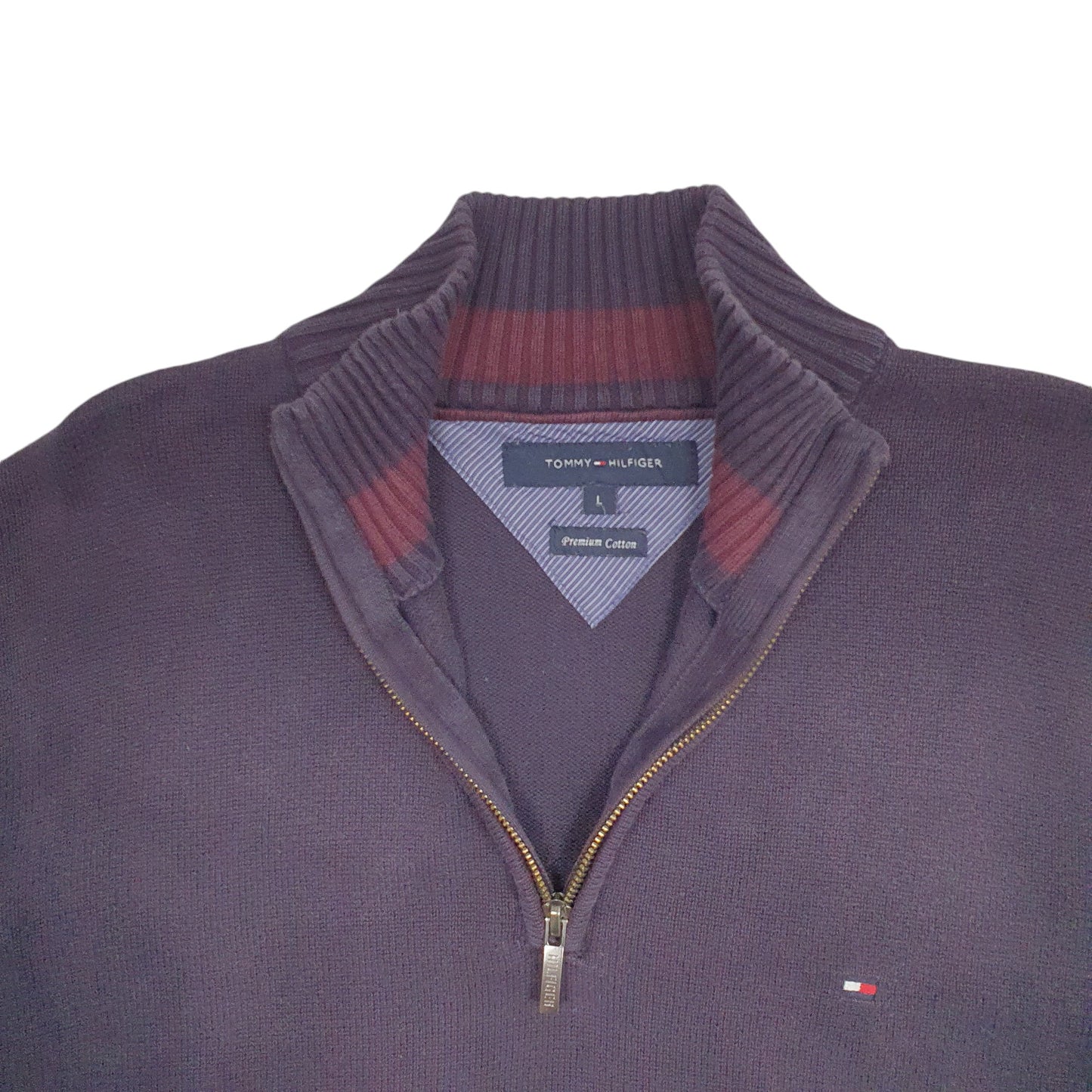 Mens Blue Tommy Hilfiger Knit Quarter Zip Jumper