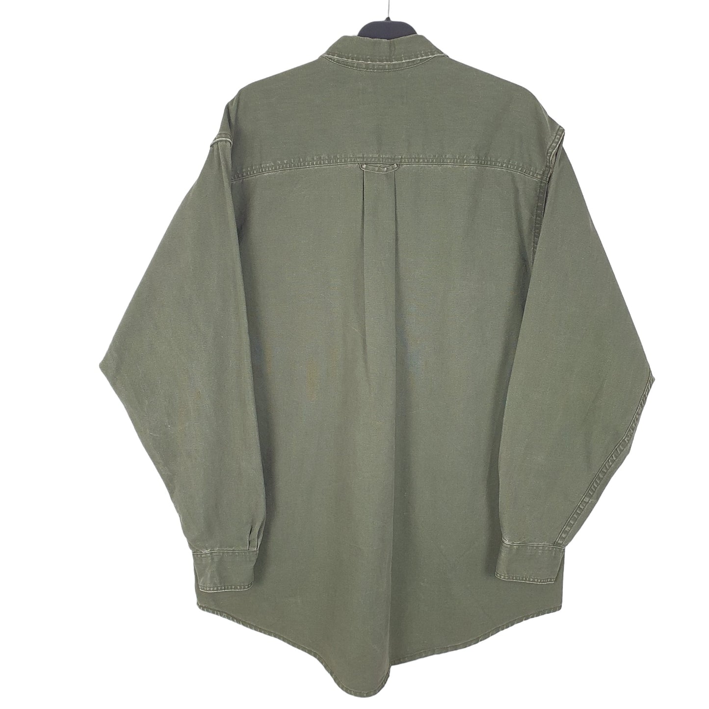 Mens Green Eddie Bauer Tall Elkhorn Canvas Heavy Overshirt Shacket Long Sleeve Shirt