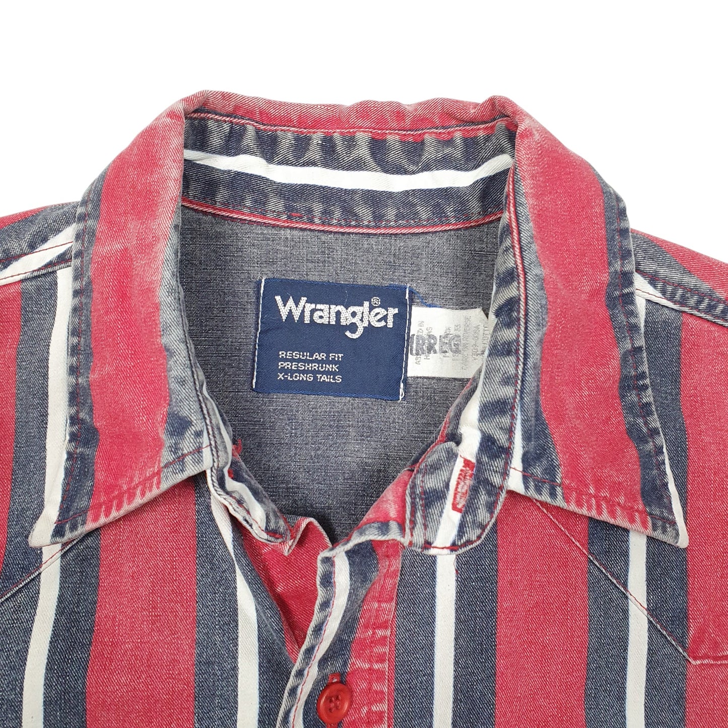 Mens Red Wrangler Vintage Western X Long Tails Long Sleeve Shirt