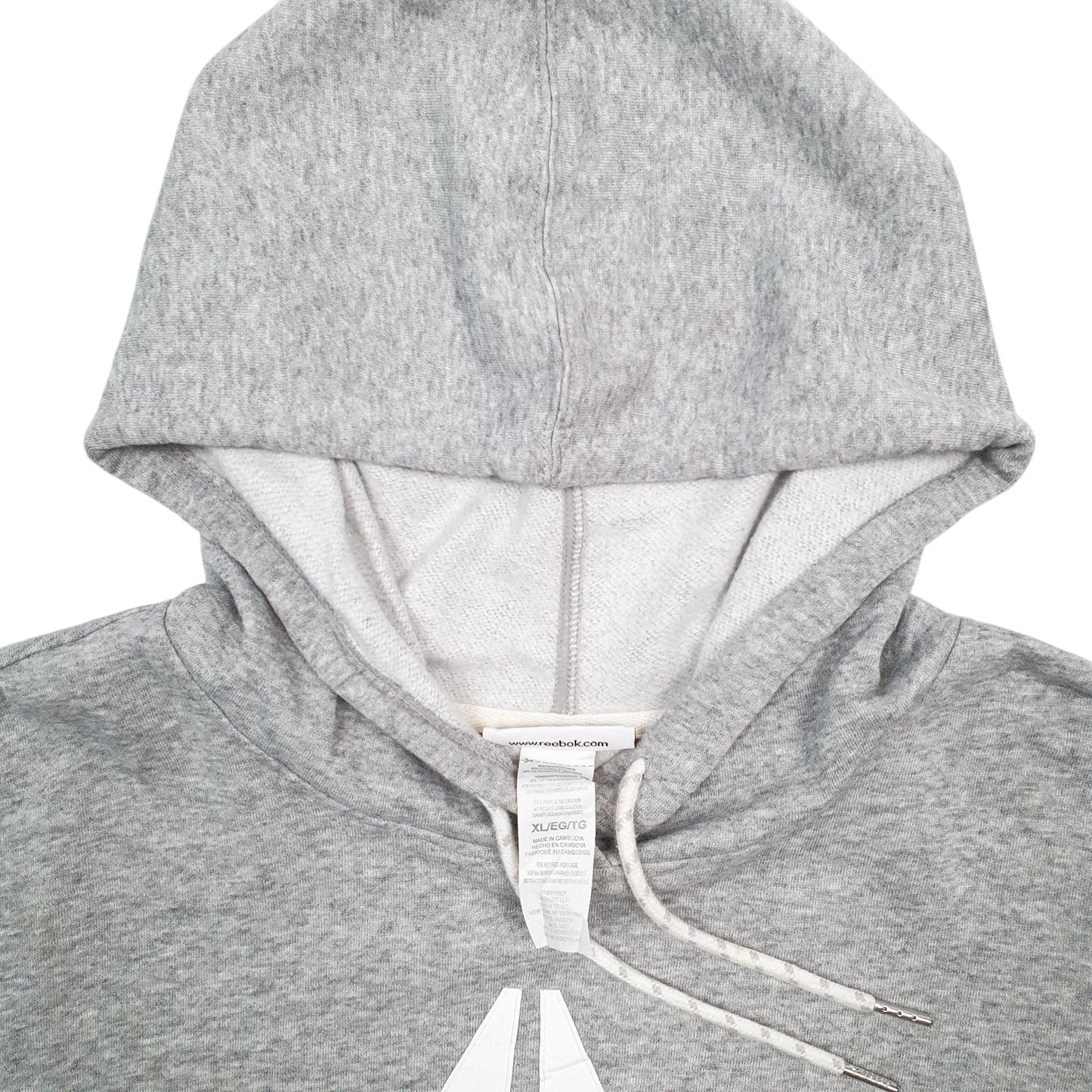 Womens Grey Reebok Spellout Hoodie Jumper