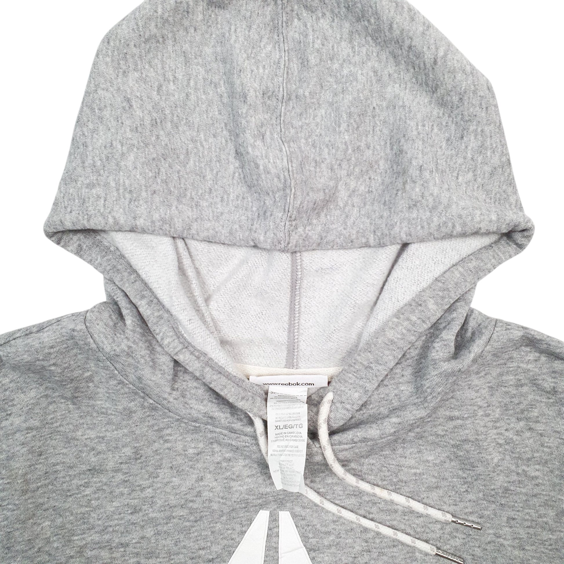 Womens Grey Reebok Spellout Hoodie Jumper