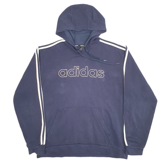 Mens Navy Adidas Spellout Hoodie Jumper