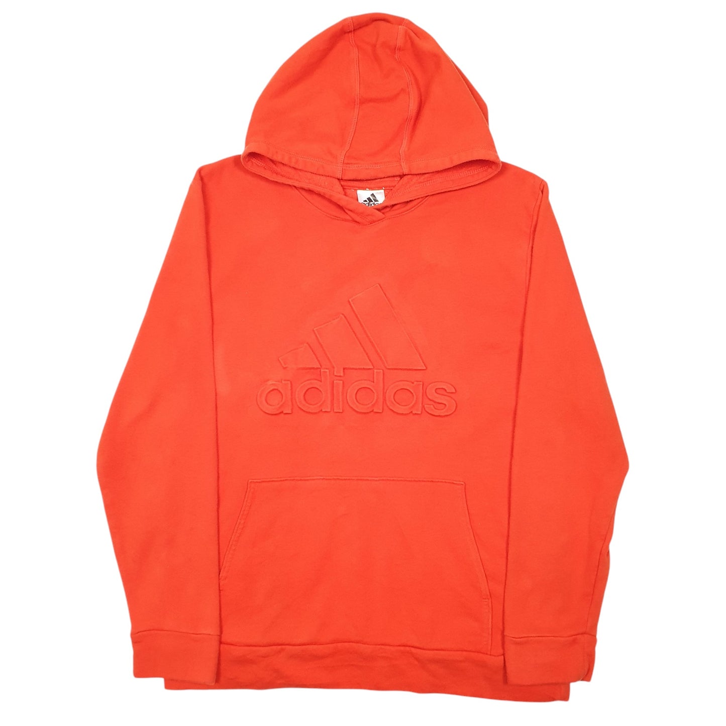Mens Orange Adidas Spellout Raised Logo Hoodie Jumper